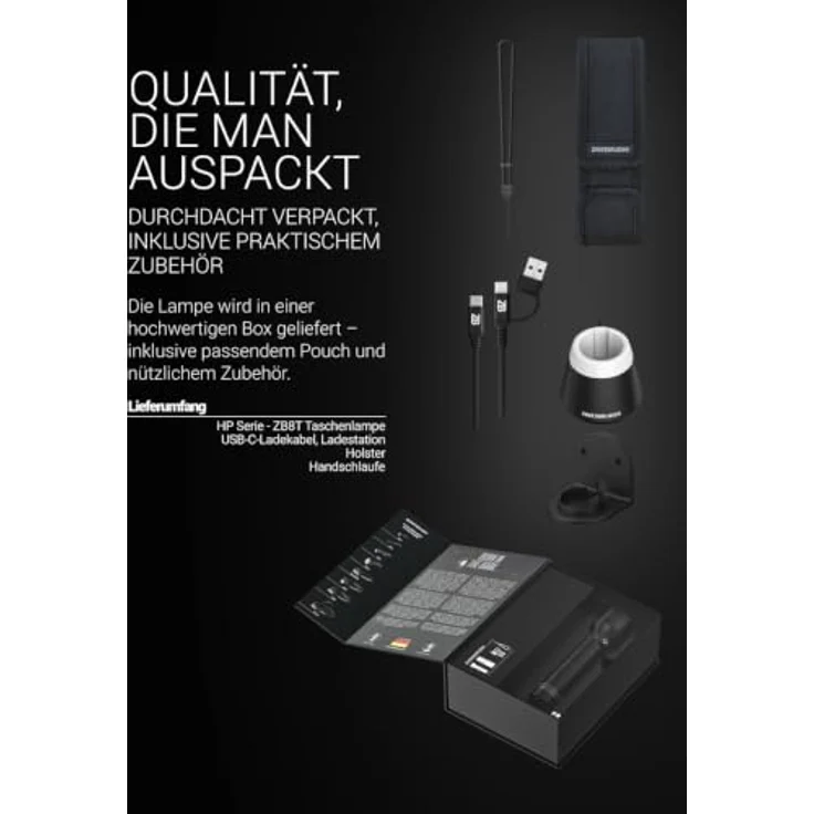 Zweibrüder ZB8T LED Taschenlampe, aufladbar mit USB-C, Rotlichtfunktion, Aluminiumgehäuse, IPX4 wasserdicht – Bild 8