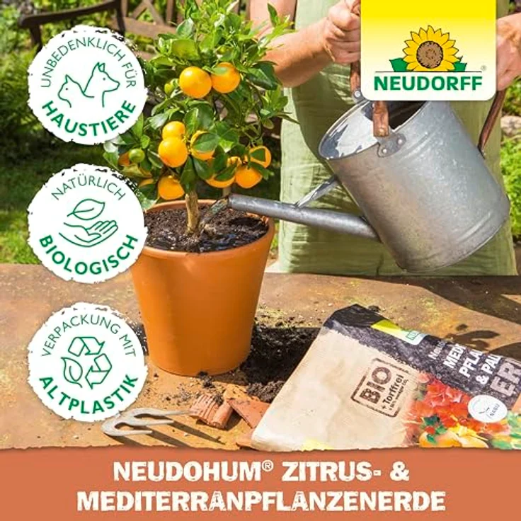 Neudorff NeudoHum Mediterranpflanzenerde, torffreies Pflanzsubstrat für Zitrus- und Kübelpflanzen, 20 l – Bild 6