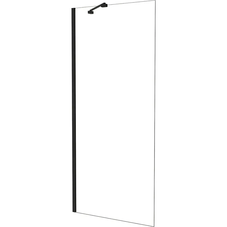 AICA Schwarz Walk In Dusche 80 x 185 cm, Duschwand mit 6mm NANO ESG Sicherheitsglas und schwarzem Aluminiumrahmen