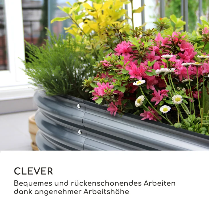 High Grow Hochbeet 200 x 80 x 100 cm Stahl-Wellblech einfacher Aufbau Dunkelgrau – Bild 3