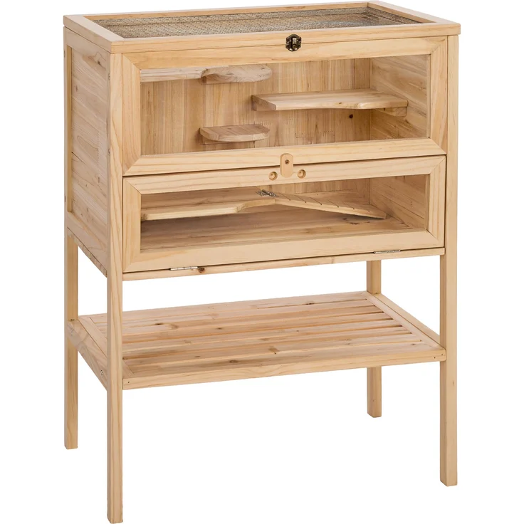 tectake Kleintierkäfig aus Holz 60x40x80cm - braun – Bild 1
