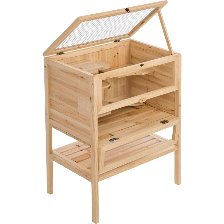tectake Kleintierkäfig aus Holz 60x40x80cm - braun – Bild 3