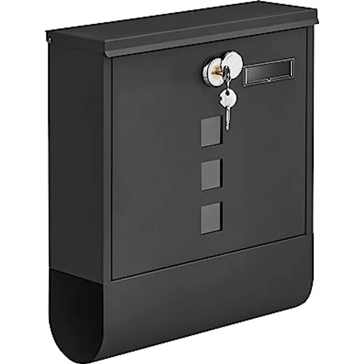 SONGMICS Briefkasten, Wandbriefkasten, mit Schloss mit Drehdeckel, Sichtfenster, Namensschild, Zeitungsfach, einfache Montage, 10 x 30,8 x 33,8 cm, schwarz GMB020B02 - Preisvergleich
