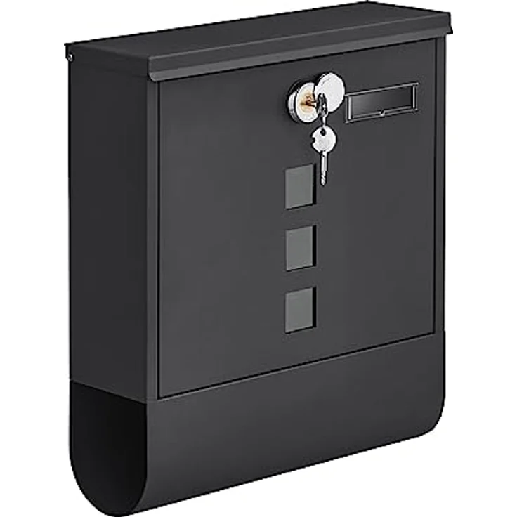SONGMICS Briefkasten, Wandbriefkasten, mit Schloss mit Drehdeckel, Sichtfenster, Namensschild, Zeitungsfach, einfache Montage, 10 x 30,8 x 33,8 cm, schwarz GMB020B02 - Preisvergleich – Bild 1