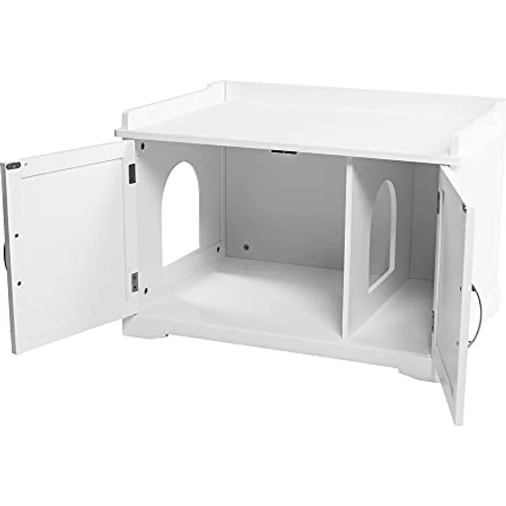 UPP Katzenschrank XXL aus massivem & nachhaltigem Holz I Katzenhütte für Katzentoilette oder als Hundehütte I Indoor & Outdoor Kommode für's Katzenklo I Moderne Katzenvilla in weiß – Bild 3