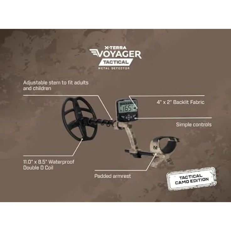 Minelab X-Terra Voyager Tactical Metal Detector, Komplettpaket mit wasserdichter Spule und präzisier Pinpoint-Funktion, Camouflaged Edition – Bild 6
