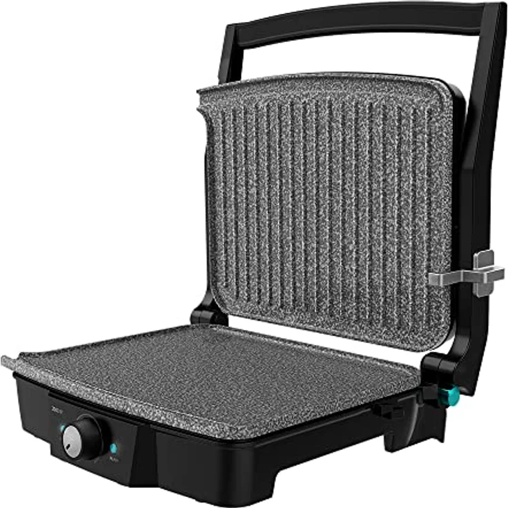 Cecotec Rock’nGrill 2000 Stone Ceramic Mix&Grill, Elektrischer Grill mit 2000 W, gemischte Grillfläche, 180° Öffnung, Keramikbeschichtung – Bild 1