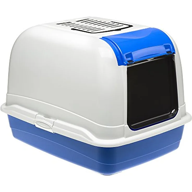 Katzentoilette mit Deckel, Katzenklo gloße Katzen, mit zwei Aktivkohlefiltern gegen schlechte Gerüche, Schwingtür und Griff, 50 x 66 x h 47 cm.