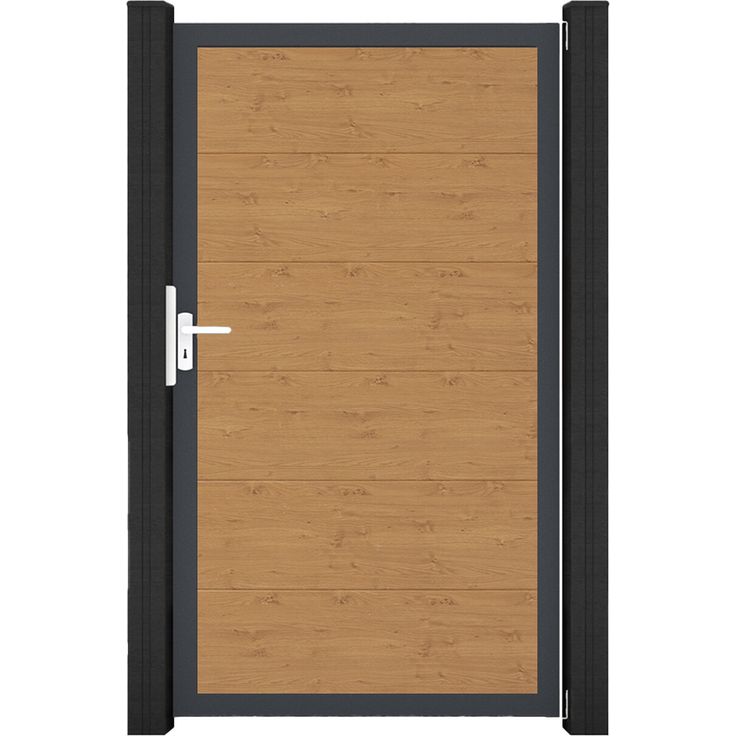 GroJa Einzeltor 'BasicLine', Universal DIN, Eichefarben Braun/Anthrazit, 100 x 180 cm, hochwertiger Kunststoff, einfache Montage, made in Germany