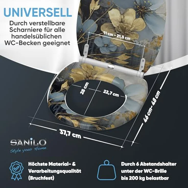 SANILO WC Sitz Tronela, mit Absenkautomatik, Holz, antibakteriell, 4-seitig bedruckt – Bild 5