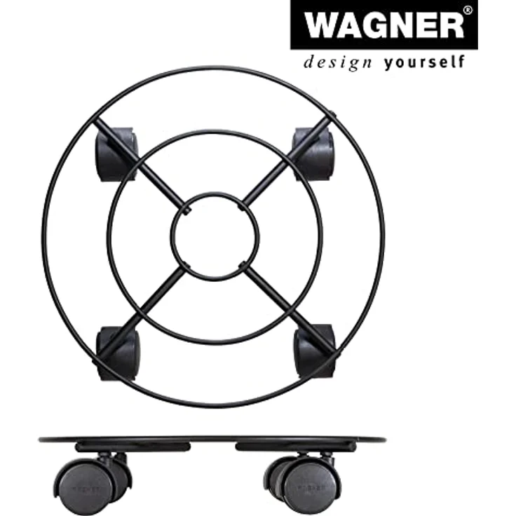 Wagner Pflanzenroller Draht GH 0943, Schwarz Matt, Ø 30 cm, mobile Basis mit wendigen Doppelrollen für Pflanzgefäße – Bild 5