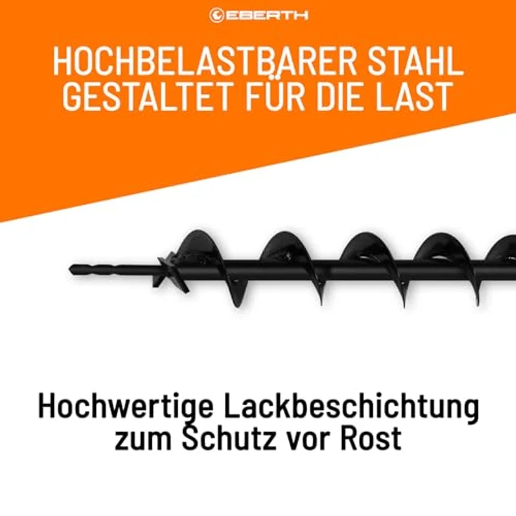 EBERTH Erdbohrer Gartenschnecke, 80 mm Durchmesser, 800 mm Länge, Aufnahme 20 mm, schwarz lackiert – Bild 6