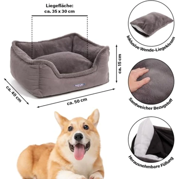 Wallace & Jones | Hundebett Harmony - nachhaltiges eco-Hundebett | rutschfest und waschbar | Größe S | ca. 50 x 40 x 15 cm – Bild 3