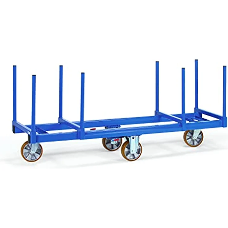 Fetra 2111 Langmaterial-Wagen, Stahl pulverbeschichtet, Traglast max. 1200 kg, Kunststoffbereifung, geschweißte Konstruktion mit 2 Materialmulden – Bild 2