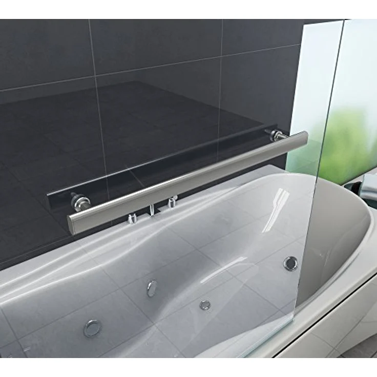 Glasdeals UNIONO Eck Badewannenaufsatz Duschtrennwand, 75 cm, aus 6 mm ESG, verchromte Aluminiumprofile, Hebe- und Senkfunktion, mit Handtuchhalter – Bild 5