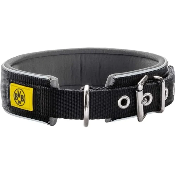 HUNTER NEOPREN REFLECT BVB Hundehalsband, reflektierend und gepolstert, 55 cm, schwarz/gelb – Bild 1