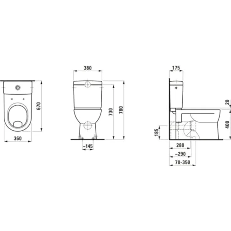 Laufen, Toilette + Bidet, Stand-WC-Kombination PRO Flachspüler, 6 l weiß – Bild 6