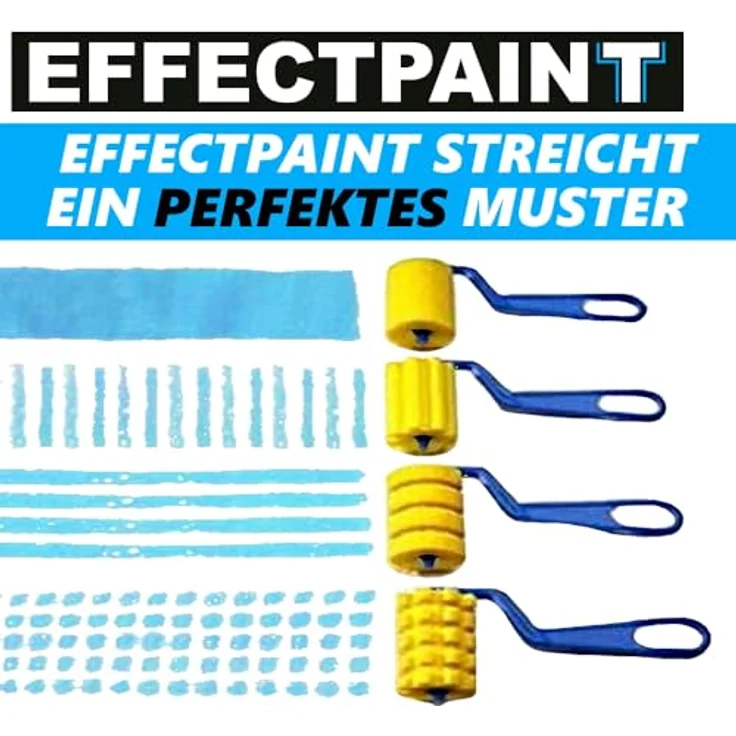 MAVURA EFFECTPAINT Farb Roller Set, 4-teiliges Struktur- und Effektroller Set, 16x9 cm aus Kunststoff/PU-Schaum – Bild 2