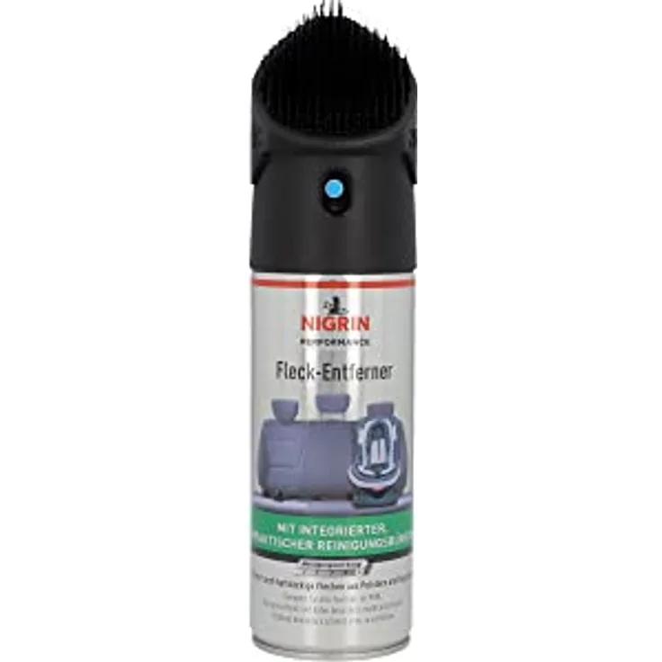 NIGRIN Performance Fleck-Entferner, Textilreiniger für Auto Innenraum, mit integriertem Bürstenkopf, 300 ml