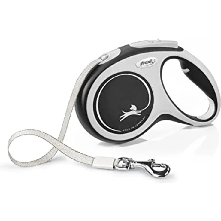 flexi - Rollschnur New Comfort Band - 5 Meter Läng, für Hunden bis 25 kg - Schwarz - 1 Stück