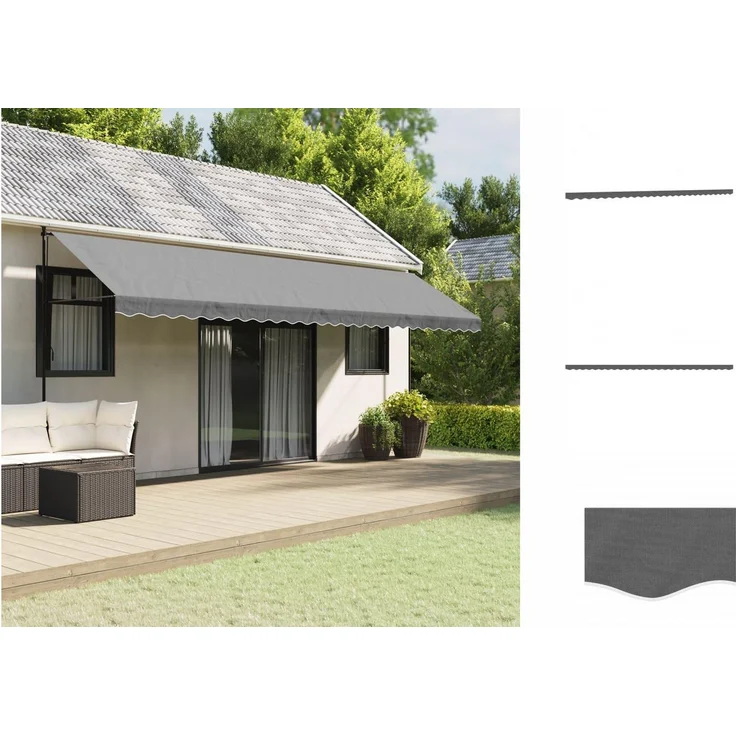 vidaXL Markise Markisenvolant Anthrazit Gestreift 6 m, UV-beständig und wasserabweisend - Preisvergleich