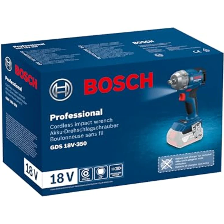 Bosch Professional 18V System Akku Drehschlagschrauber GDS 18V-350 (ohne Akku- Ladegerät), vielseitiges und effizientes Werkzeug mit Drehmomentwahl und bürstenlosem Motor – Bild 2