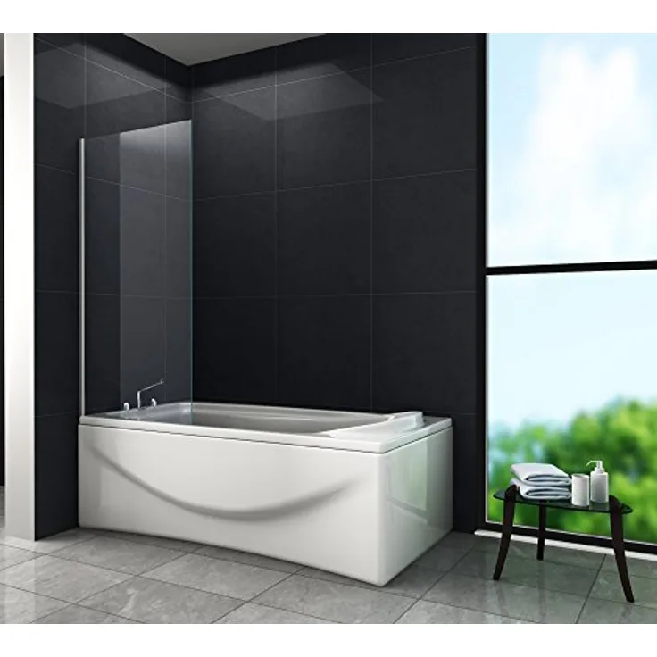 Glasdeals Fixe Badewannenaufsatz Duschtrennwand STURDO, 70 x 140 cm, Sicherheitsglas mit Easy-Clean Oberflächen, verchromte Aluminiumprofile
