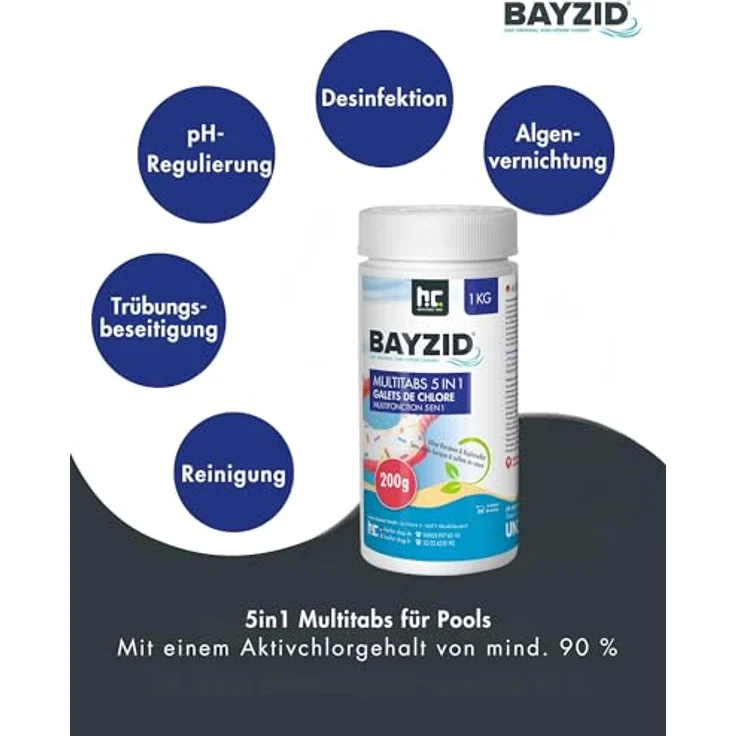 1 x 1 kg BAYZID Multitabs 200g 5in1 für Pools – Bild 2