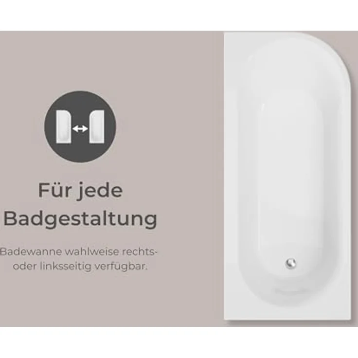 Schulte Rio Canto Badewanne, 180x80 cm Sanitäracryl Weiß, Komplett-Set mit Fußgestell, Schürze und Ablaufgarnitur – Bild 7