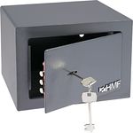 HMF 49216-11 Safe Tresor klein mit Schlüssel, Möbeltresor | 23 x 17 x 17 cm | Anthrazit
