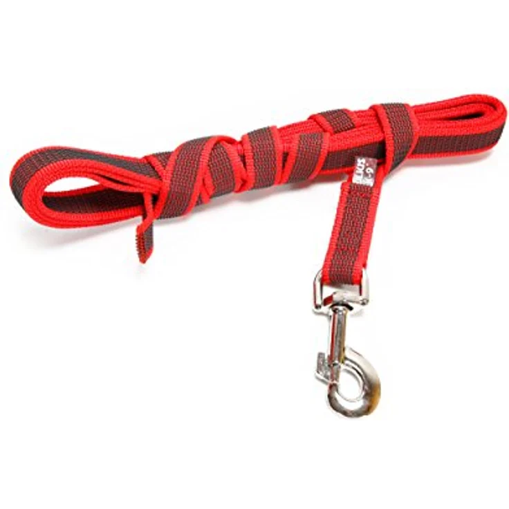 JULIUS K-9 IDC Color & Gray gumierte Leine, 20 mm x 3 m ohne Schlaufe, strapazierfähiger Textilstoff, Rot-Grau – Bild 1