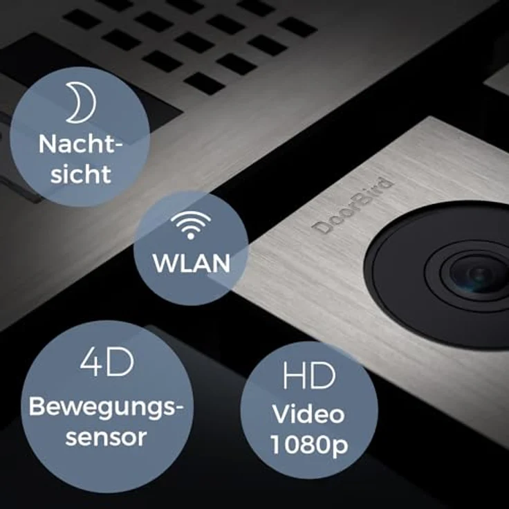 DoorBird Video-Türstation IP D1101V Aufputzmontage, Edelstahl V2A, gebürstet, Aufputzmontage POE Video-Türglocke D1101V-Aufputzmontage, Silber – Bild 4
