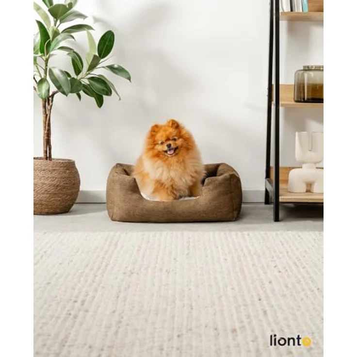 lionto Tierkissen Hundebett mit Wendekissen & meliertem Stoff, braun, 60 cm x 50 cm – Bild 2