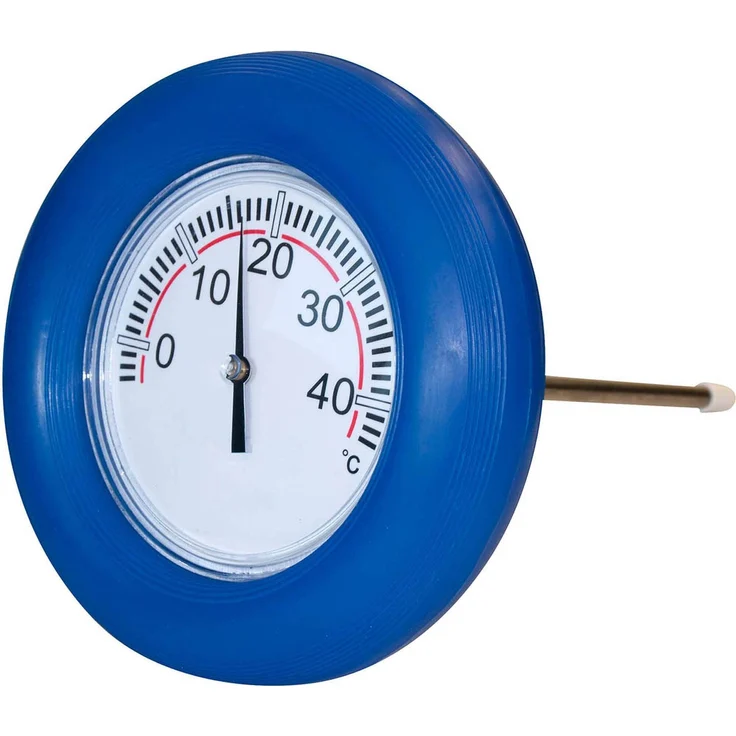 mediPOOL Thermometer mit Edelstahlsonde, Schwimmbadthermometer für Wassertemperaturmessung in °C und °F, mit Schwimmring