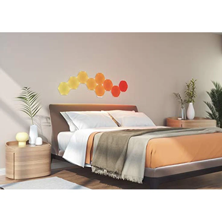 Nanoleaf Shapes Hexagon Starter Kit, 5 Smarten LED Panels RGBW - Modulare WLAN 16 Mio. Farben Wandleuchte Innen, Musik & Bildschirm Sync, Funktioniert mit Alexa Google Apple, für Deko & Gaming – Bild 4