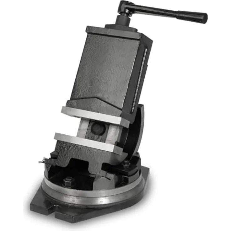 EBERTH Maschinenschraubstock drehbar und kippbar aus Stahlguss, Max. Spannbreite 125mm, Backenbreite 160mm, 0°- 90° kippbar, 360° drehbar, für Bohrmaschine, 160mm, Stahlfarben