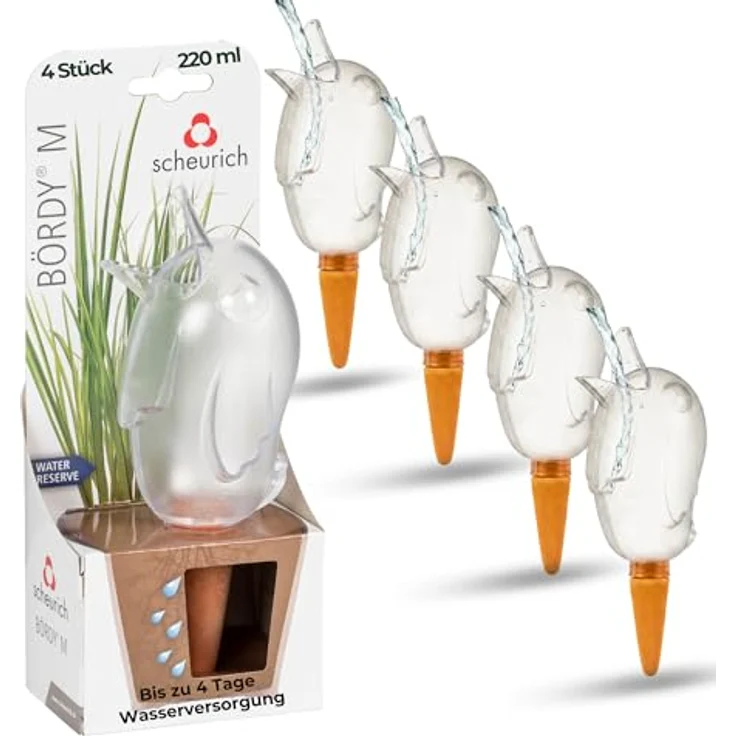 4er-Set Bewässerungskugel Wasserspender Bördy L in transparent - H20cm-220ml - Scheurich – Bild 2