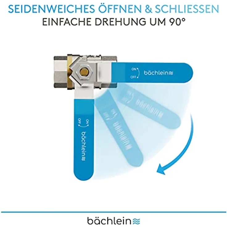 Bächlein Universal Kugelhahn – Kugelventil aus Messing mit Hebel-Griff und beidseitigem 1/2 Zoll Innengewinde – Absperrventil mit vollem Durchgang – Bild 5