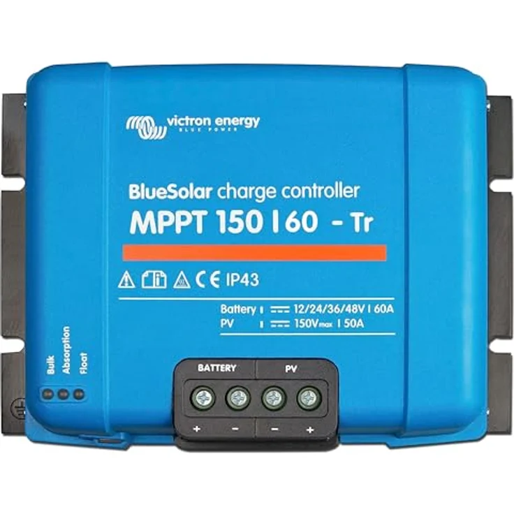 Victron Energy BlueSolar MPPT TR 150V 60 Amp 12/24/36/48-Volt Solar Laderegler, Batteriespannung: 12/24/48V Auto Select, Bluetooth-Dongle für Fernsteuerung, schwarz – Bild 1