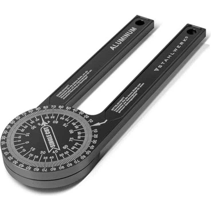 STAHLWERK Winkelmesser 360° Grad aus Aluminium, L:22,5 cm, präzises Messwerkzeug für Gehrungsschnitte – Bild 1