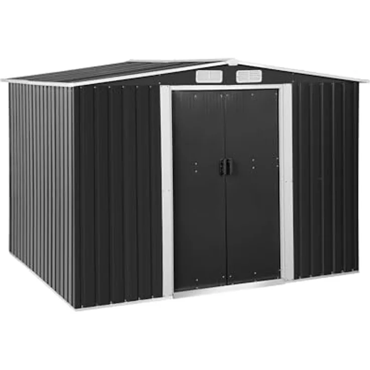 Uniprodo Uni_MS_03 Geräteschuppen 206 x 179 x 258 cm Gartenschuppen Gartenschrank wetterfest Geräteschrank, verzinkter Stahl, geräumig