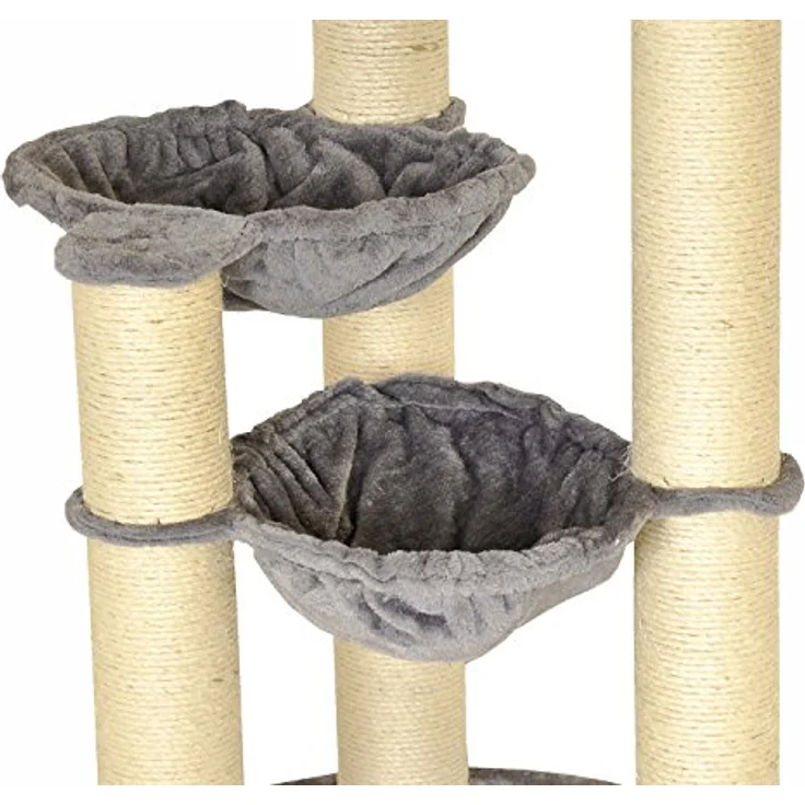 Nanook Kratzbaum Holiday grau - 104 x 60 cm für schwere Katzen, besonders stabil, 3 extratiefe Liegemulden Ø 11 cm – Bild 2