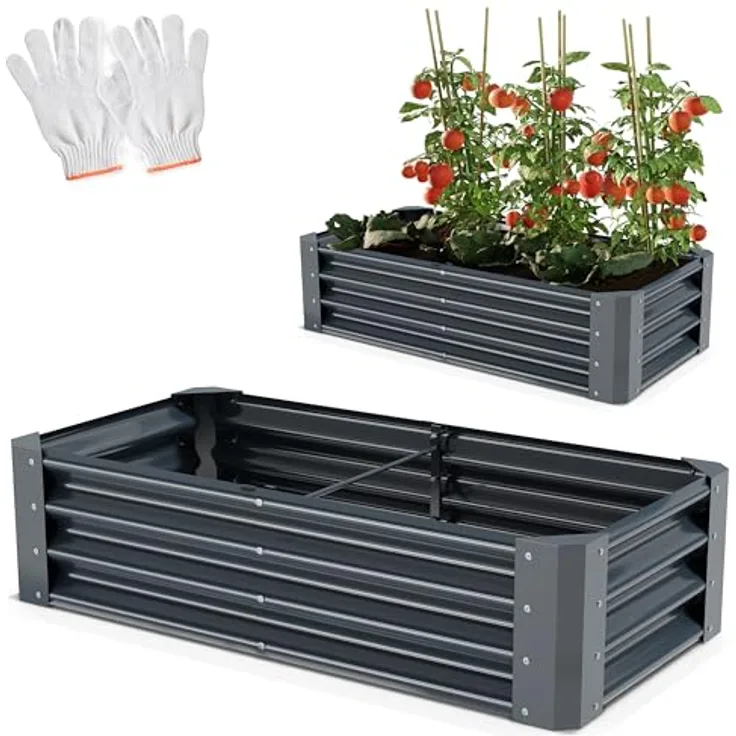 Onbest Metall Hochbeet XXL, stabiler Kräutergarten aus Stahl, wetterfest & pflegeleicht, ideal für Garten, Terrasse/Balkon, anthrazit, 120x60x30cm