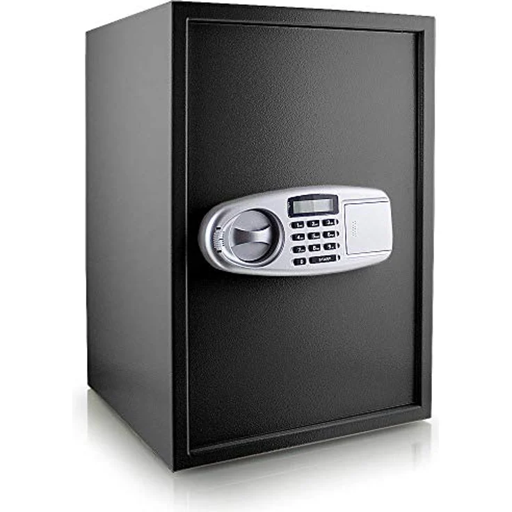 MS-Point BITUXX® Elektronischer Safe Wandtresor, schwarzer Geldschrank mit Innenmaßen 345mm x 515mm x 300mm für Wertsachen, Dokumente und Schmuck – Bild 2