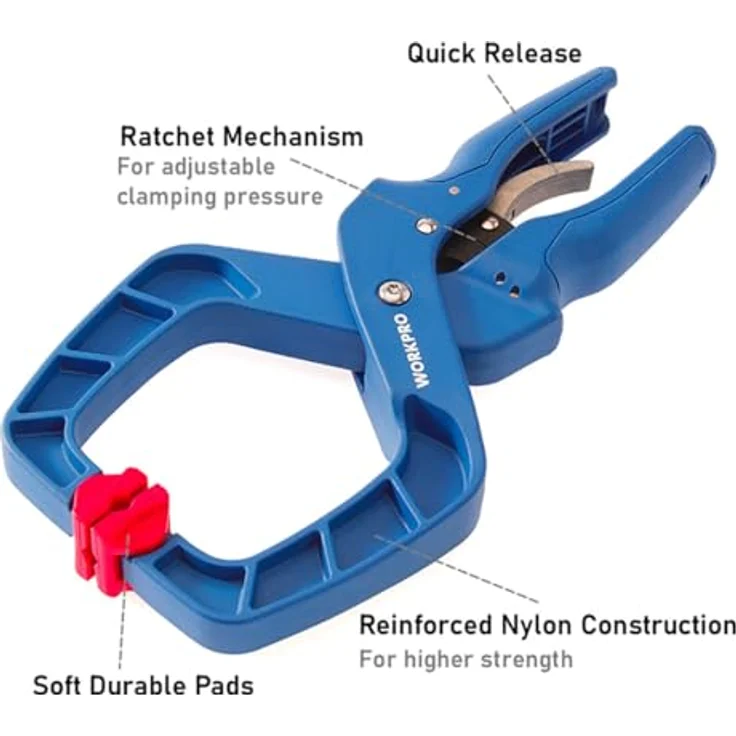 WorkPro Ratschenzwinge WP232014, Spannweiche 50mm, Ausladung 50mm, ideal für Befestigung und Installation – Bild 3