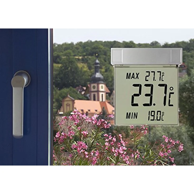 TFA Dostmann Vision digitales Fensterthermometer, 30.1025, großes Display mit Außentemperatur, Silber, L 97 x B 22 x H 105 mm - Preisvergleich – Bild 2