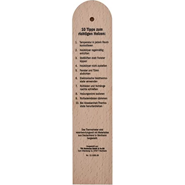 TFA Dostmann Energiespar-Thermometer, 12.1055.05, Innenthermometer, mit Energiespar Tipps, Komfortbereich, Temperaturüberwachung, Buche – Bild 3