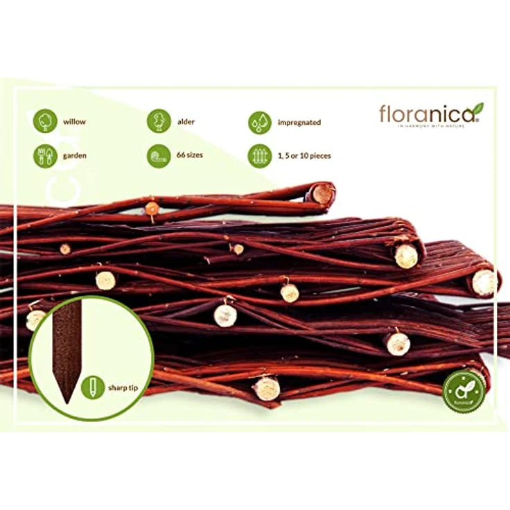 Floranica Beetabgrenzung aus Weide Beeteinfassung Holz Rasenkante Steckzaun Beetzaun 1 Stück 30cm x 100cm – Bild 4