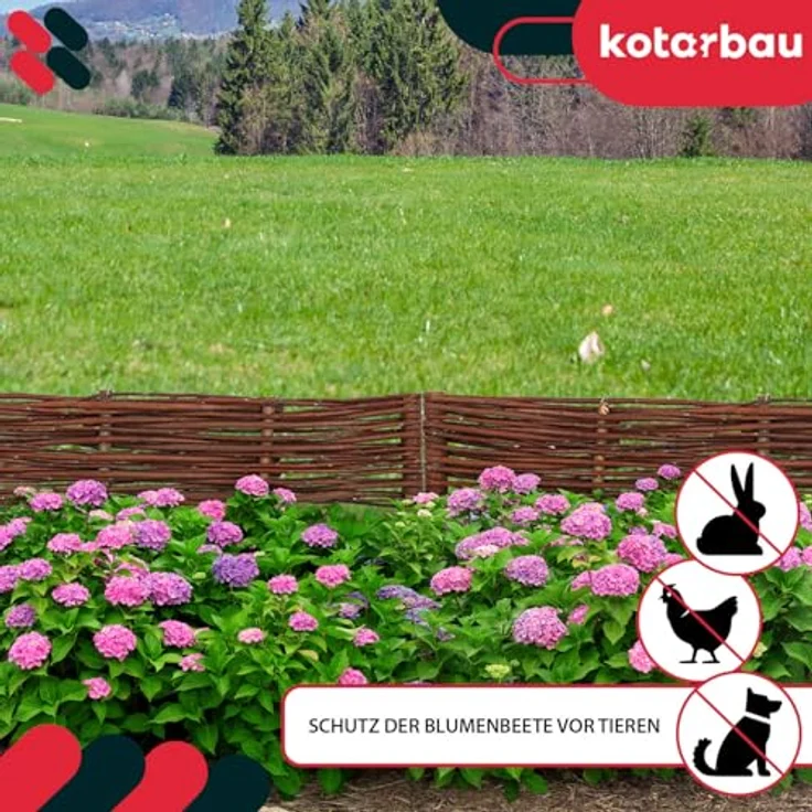 KOTARBAU® Weidenzaun Beetbegrenzung 5er Set, 60 x 10 cm, Braun, flexible Beeteinfassung aus wetterbeständiger Weide – Bild 4