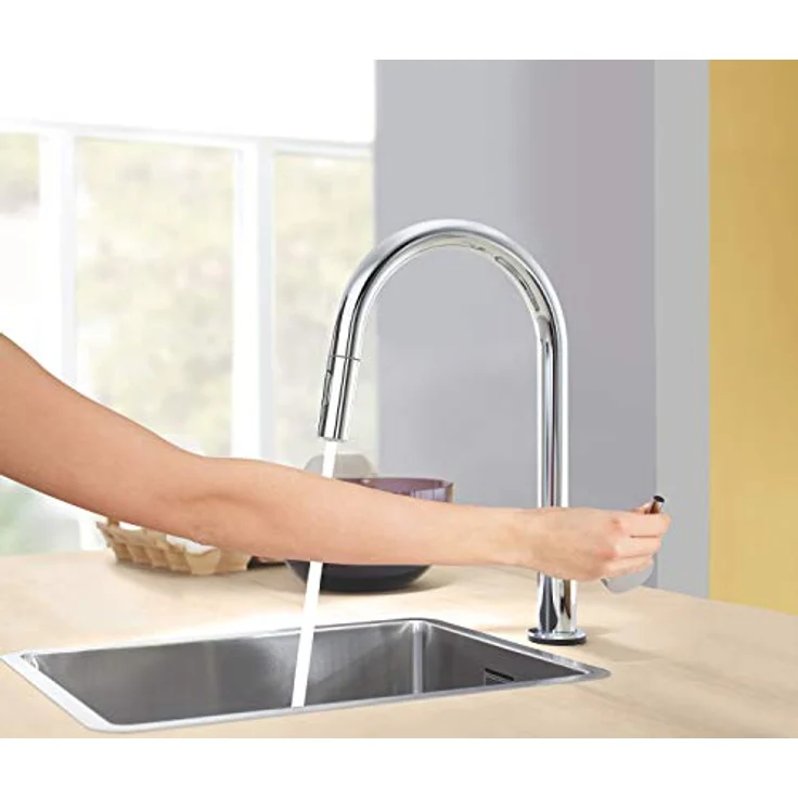 Grohe Minta Touch, Küchenarmatur mit C-Auslauf, Dualbrause, Laminarstrahl, Hochdruck, 360° schwenkbar – Bild 5